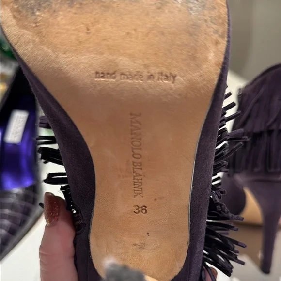 Manolo Blahnik open toe stiletto with fringe Size 6 EUC - Picture 5 of 8